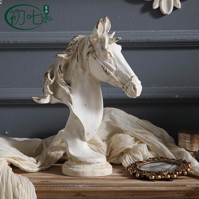 法式复古创意玄关摆件树脂工艺头品客厅电视装饰柜A3008品马马到,家居饰品,落地摆件,淘宝优惠券,粉丝福利购,淘宝优惠卷