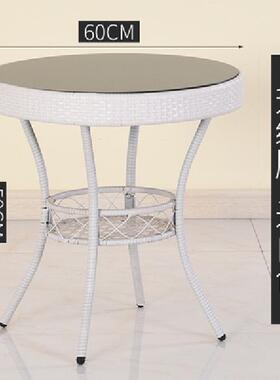 简易阳小16433桌家用小户喝台茶桌客厅藤编小茶几桌茶椅组合玻璃