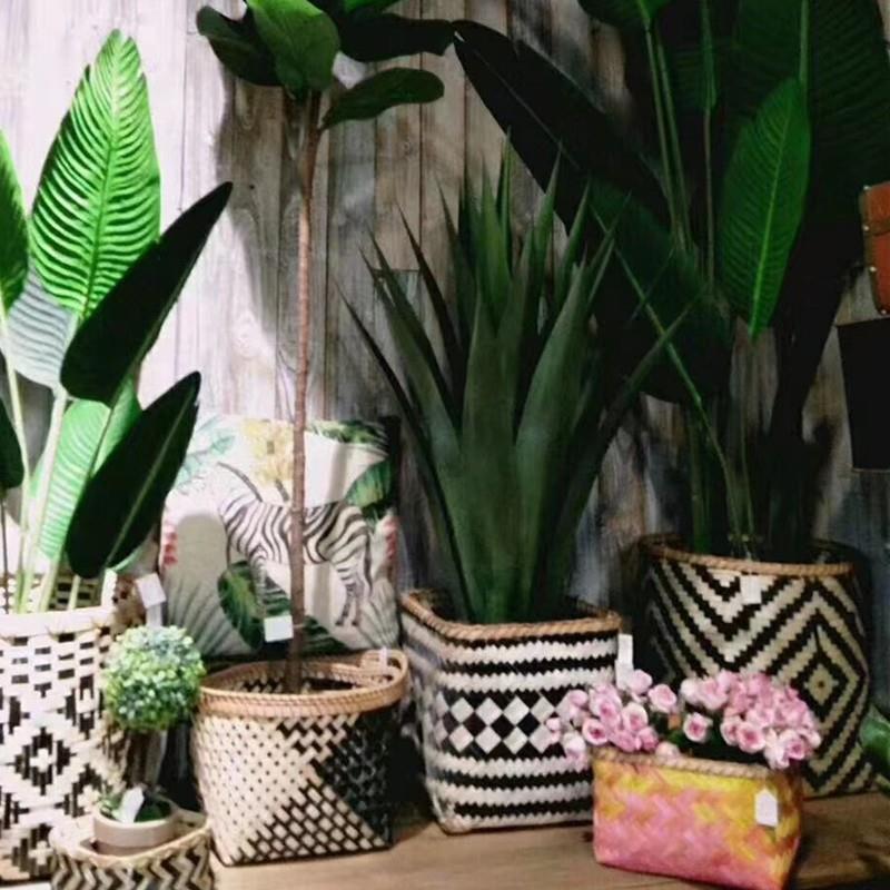 6DA越南竹编花盆筐花篮子草植物装饰F756SHS7花器篮编藤J编外套编