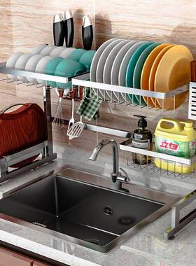 厂直304销不锈钢水槽碗碟沥水架置物架HCSS304D厨理房整纳架现收