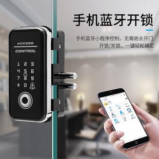 天图玻璃门锁指纹密码办公锁门室单双开禁免6508/660孔智能电开子