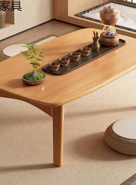 坐地喝茶桌式榻榻米厅SZZ阳小桌子炕日桌地台可折叠飘窗茶几家用