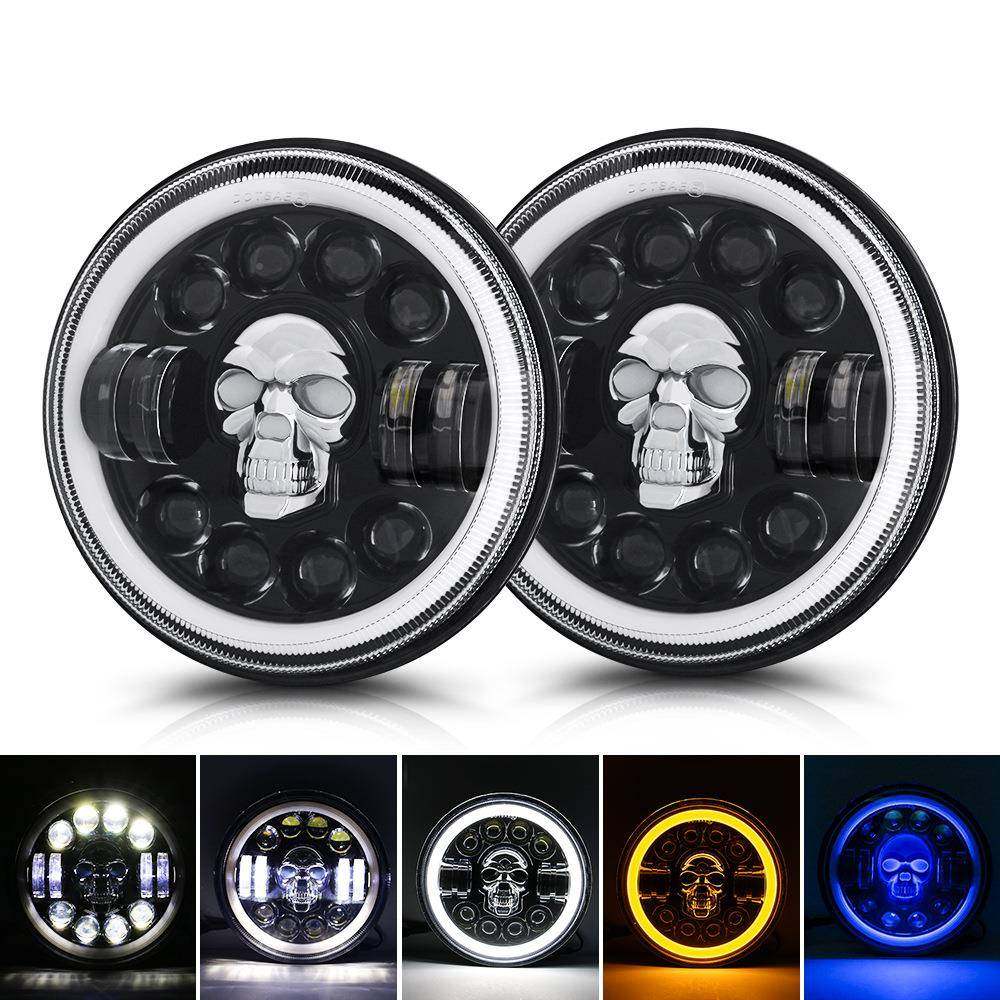 7寸越野7寸牧马车大车灯马改装配件越车新款野骷髅头灯牧人大灯