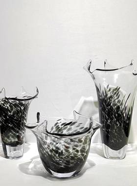 轻奢现代简约琉璃桌花瓶摆家样板房客厅72884居茶几件面装饰摆件