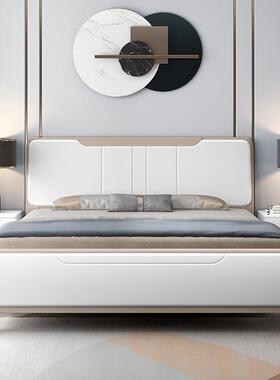 实木床.现代简约人床白色双1UUP.8m大床高15m酒店箱公寓实木床