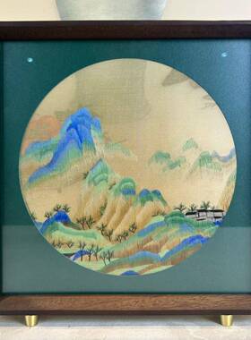 画风国刺绣居装饰摆件经典45707传家统纹样客厅玄关怀旧风艺术绣