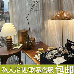 胡桃木大板茶白蜡木OLA阳台桌茶桌客茶厅黑悬浮书桌工作泡桌中桌