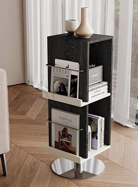 旋转书矮款办公室杂志客厅落地置架物F997S9JH架卧架室复古实展木
