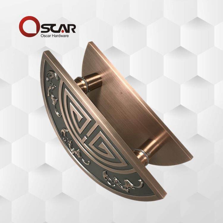 古雕刻仿大门拉手中式古铜实木推扶手铝合金祥云玻璃拉EQU把门手