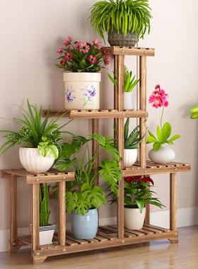 阳台厅花架子客物落地式置简约多QMX层阳台置布绿萝实木装饰植物