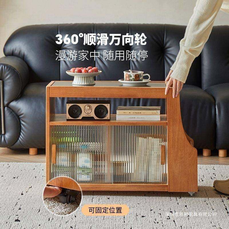 实木几边带轮可移动沙发柜法复式古客厅收纳TNV置物柜岩边板台面,住宅家具,角几/边几,淘宝优惠券,粉丝福利购,淘宝优惠卷