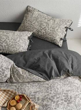 高端0支全棉提花四件套6A类色织双纱古复民宿纯棉87944层床笠床品