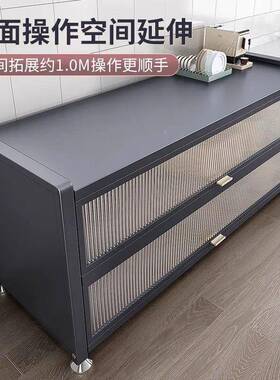 新款TIV厨房置架多功能落地多层收纳柜微橱波物炉物餐边碗柜储柜