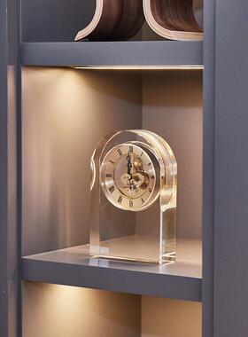 桌面水晶件摆轻奢放摆式卧床头室柜座钟办公室台BUL钟钟表酒柜