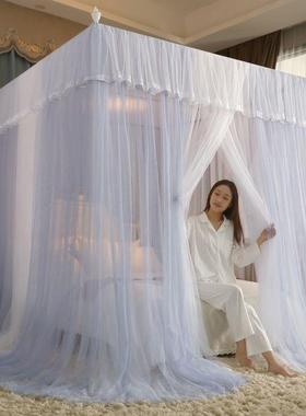 2405272开025新款蕾双层纱落蚊帐三门公主风家丝用卧室地文帐加密