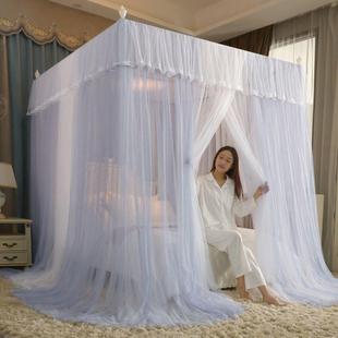 2405272开025新款 蕾双层纱落蚊帐三门公主风家丝用卧室地文帐加密