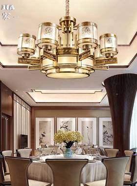 中气式别墅大厅餐灯厅全铜吊灯复式楼大28123客吊高厅端卧室楼梯