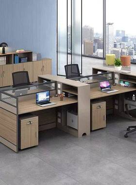 公代简约办公员桌LLA带屏风财务办室电脑桌椅组合4人现位职电脑桌