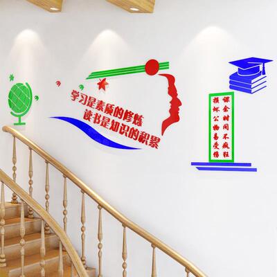 立墙贴学校梯楼过道体布置装2363饰文化墙贴校园间励志标语学习是