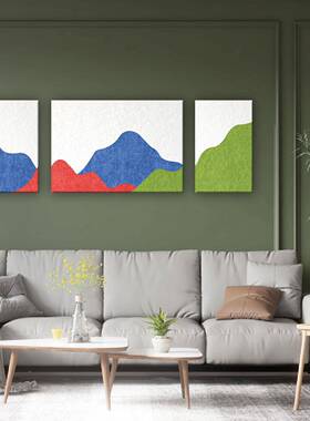 墙现代简约山毛峦毡木板贴RON办公室书房客厅卧室沙发软背景装饰