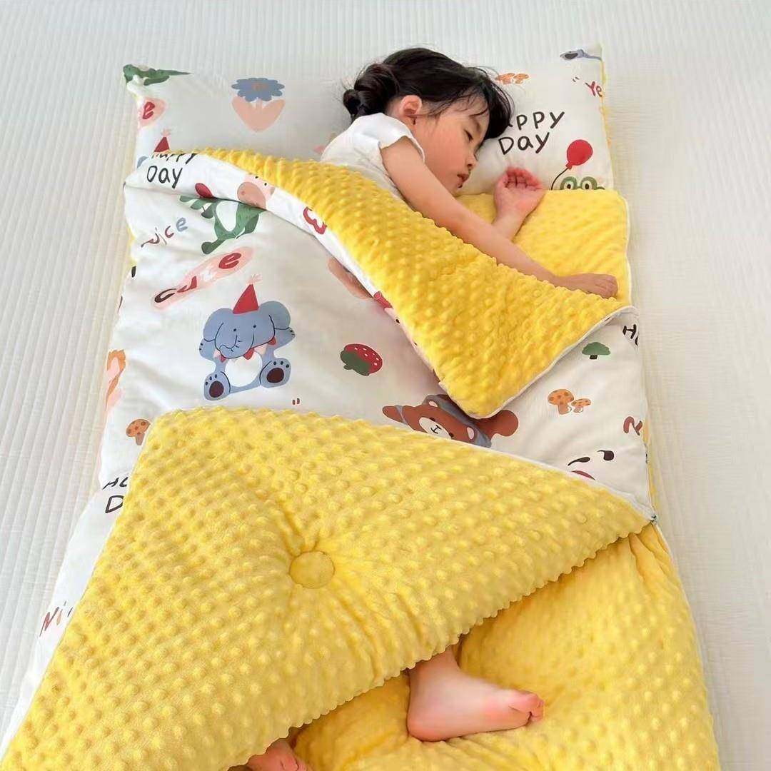 秋冬豆豆绒儿童睡袋防保被加厚暖宝宝被可拆踢卸RBG全棉子睡袋