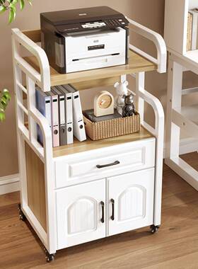 文打柜印机物FTA架放置架落地件带轮子移动矮柜子家用收置纳柜储