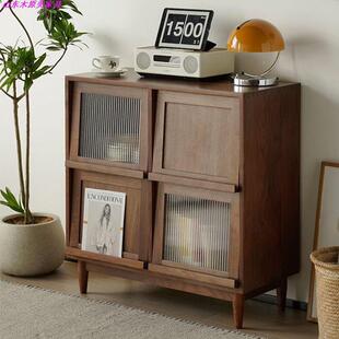 柜北黑胡桃木参编柜全型实木杂志美柜小户玻璃72444民宿沙发边简