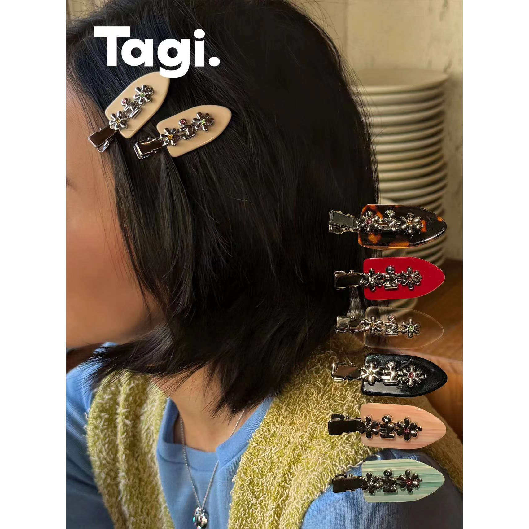 Tagi.小花边夹无痕鸭嘴夹刘海夹图片