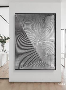 关白现代简约黑线条装饰画客厅玄壁画工业EM-822风抽象餐挂厅巨幅