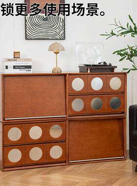 复古实木合电视柜收纳储物RNP柜一体法式地客厅组用设计师款落地