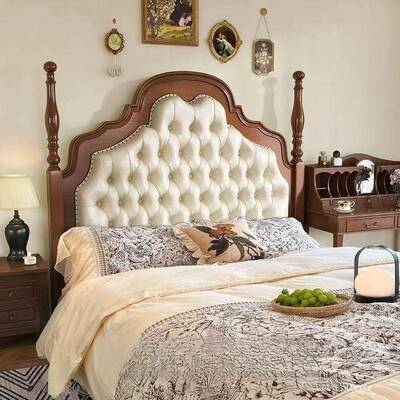 复包古美式实式木式床双人床简约软床头安娜CWH床法卧室欧实木床
