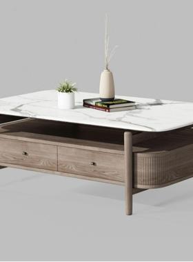 纳原木风电视柜茶组合橡木纹理几白抽LBR屉+开放格收家用客厅套