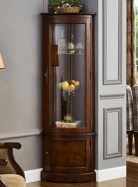 美式实餐木角角墙角置柜物架弧形厅转柜64870拐角柜三角形小酒柜