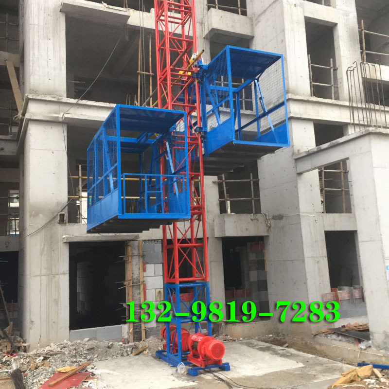 建筑工地物料提升机带防坠器施工升降机单柱双笼货物升降机