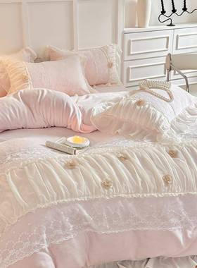秋冬加厚全消22921光婴绒四套公主风蕾件丝被套亲肤保暖床床儿单