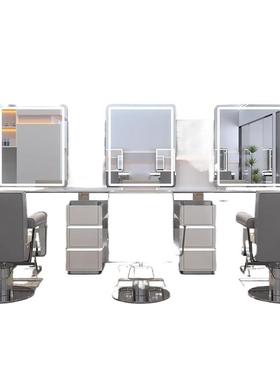 发烫店镜台新发廊款理发店剪发镜子单双面IBR网红染区美一体桌子