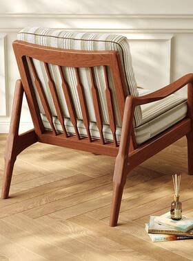复古实木沙发休椅法布式中闲古艺客云62313厅家具樱桃木朵单人沙