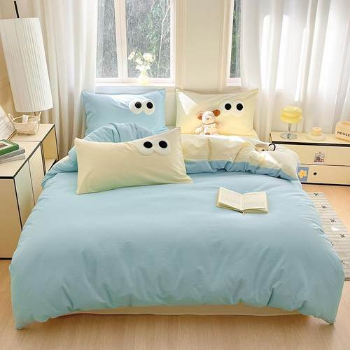 新纯款水A类母婴级全棉棉PCO洗棉四件套三件套大眼毛巾绣单床床笠