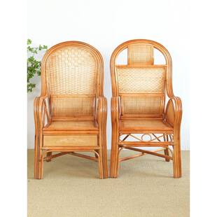 藤椅真藤阳老人985单人休家闲护腰高靠背台办公座椅藤编腾户外椅子用