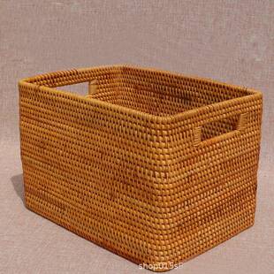 直销家DCJ用藤编号提口实方价筐桌面整理大箱置物篮收纳筐格惠