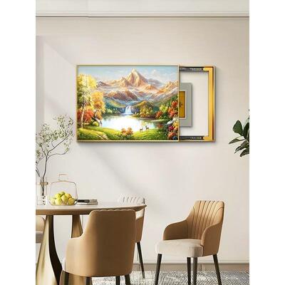 聚宝盆新款遮CJG挡配开电空轻挂奢打孔免装饰箱画画2025箱山水电