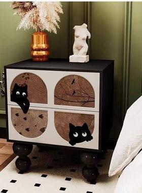 式复用古奶油风床30864头法卧室家床边柜房间抽屉柜多功柜能斗柜