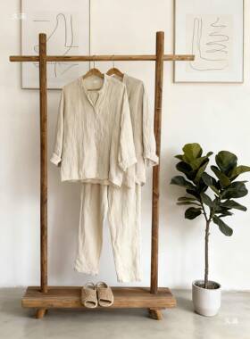 实木衣帽架酒店民宿33931原木挂衣架装店窗衣物橱展服架简约卧室