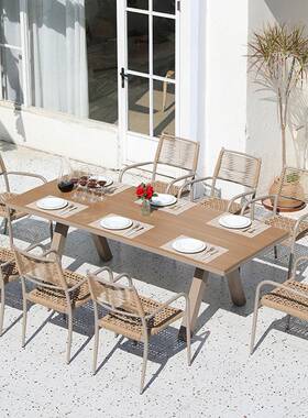 户外桌椅院庭花园店露台藤椅别墅酒天带伞露6562网红民宿室外休闲