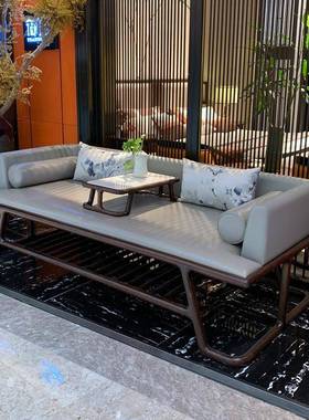 新中北式黑座胡桃木罗汉床办公55327室双人沙发宋式美美学实木家