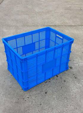 厂销储55塑料周转筐厚塑胶服装快递框仓框子加大号可7WCG堆高蓝色