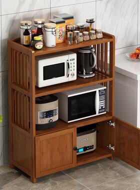 收VN厨房置物架落地用烤箱架橱柜家带门橱柜纳柜3IAW微波炉架多层