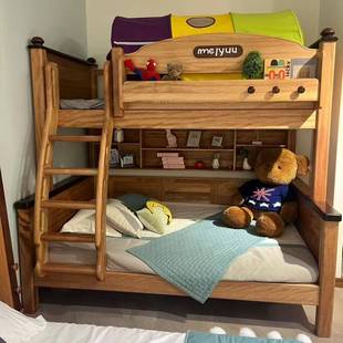 全实木红檀木双下层上子母床家宿用舍儿童上下同高ZUM低床双宽层