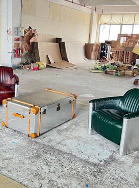 茶loft沙发皮铆钉行李箱太空铝美式业风工集GYC02装箱创意几