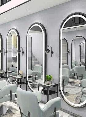 网红店理潮RZP美镜台发镜子发廊专用剪发染烫单面挂贴墙LED灯发简